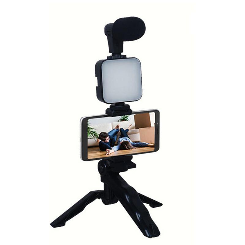 Smartphone Vlogging Kit With Tripod Phone Holder Mini Microphone LED Fill Light Starter ForTikTok Live Stream VideoYouTube